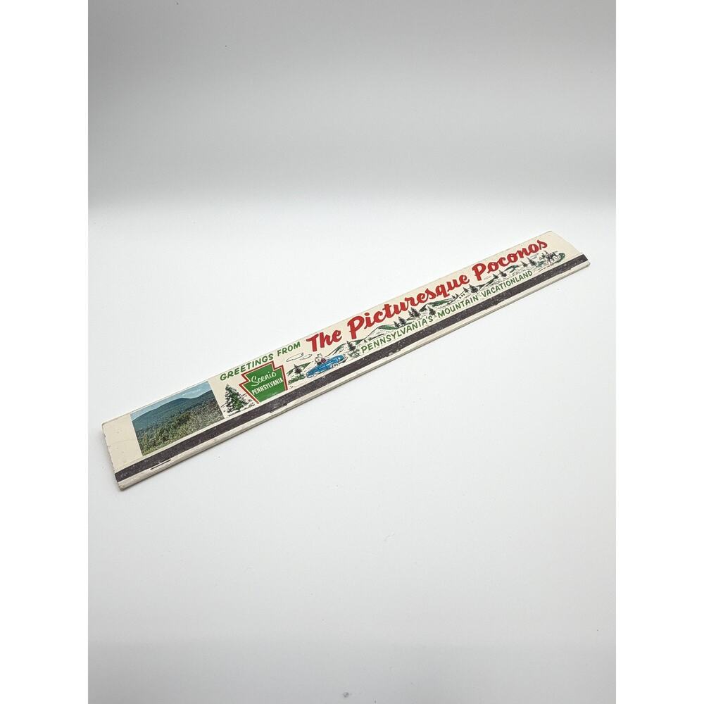 Poconos PA Retro Souvenir Matchbook World's Longest Match Book Pennsylvania 16"